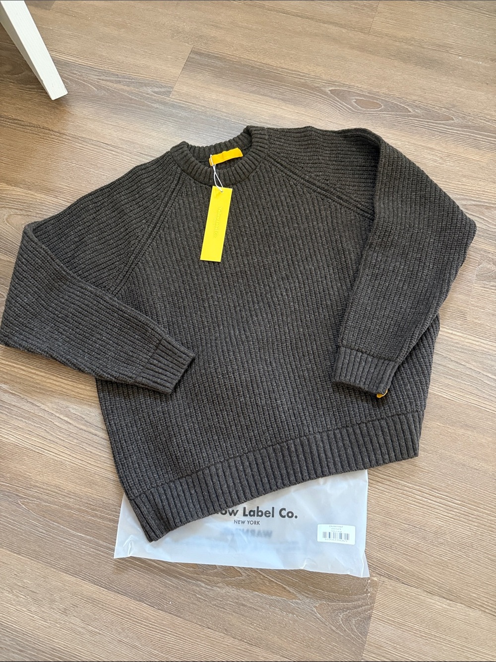 NWT YELLOW LABEL CO Wool le chunky knit sweater in chocolate size M/L